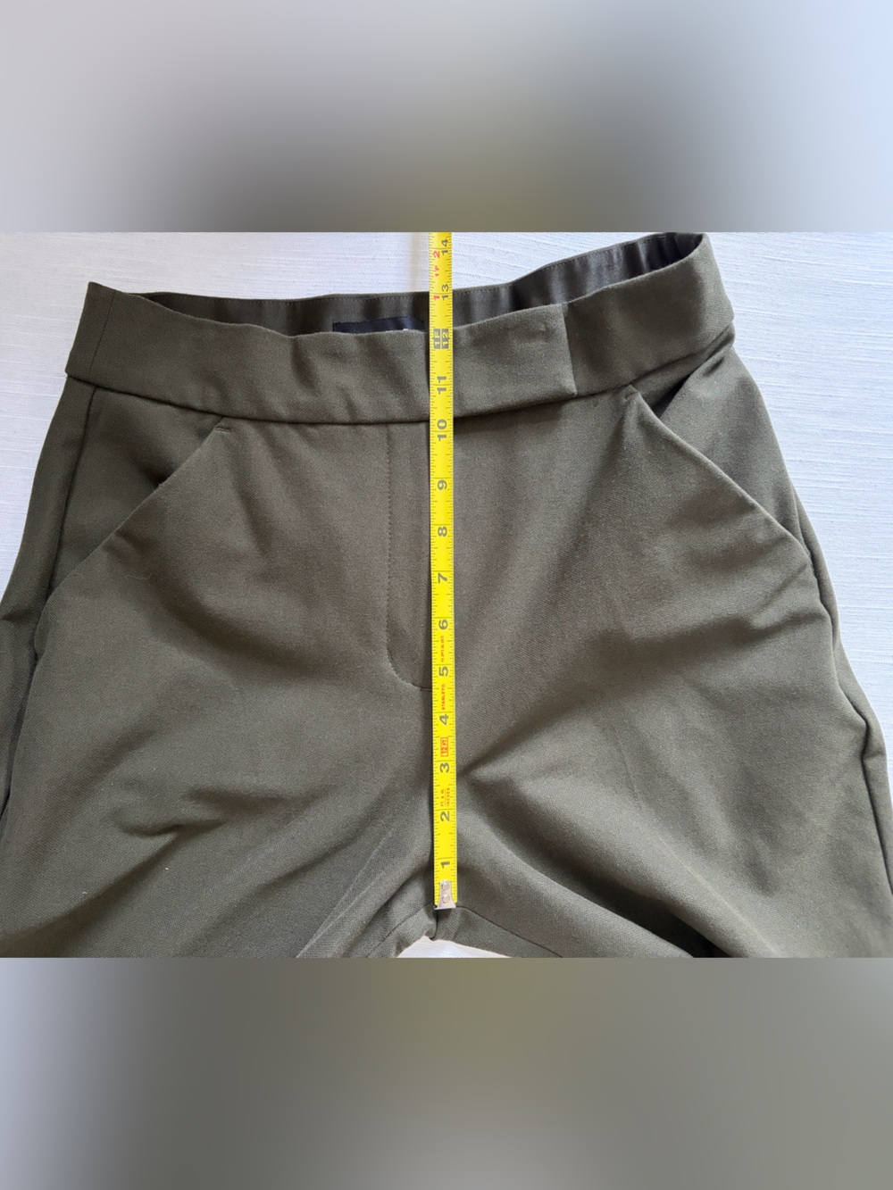 Express Flare Leg High-Waist Pants in Olive Green sz 8 SHORT - Picture 5 of 10